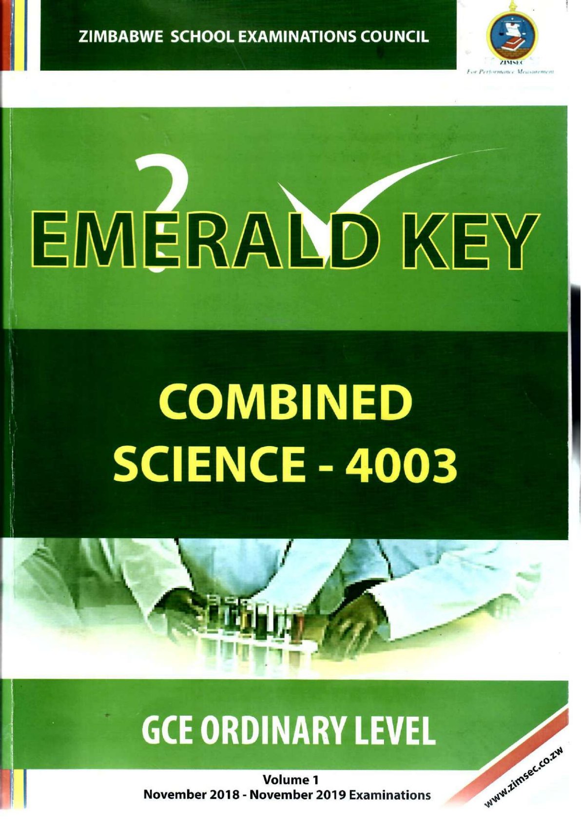 First page of ZIMSEC O-Level Combined Science Emerald Key Study Guide