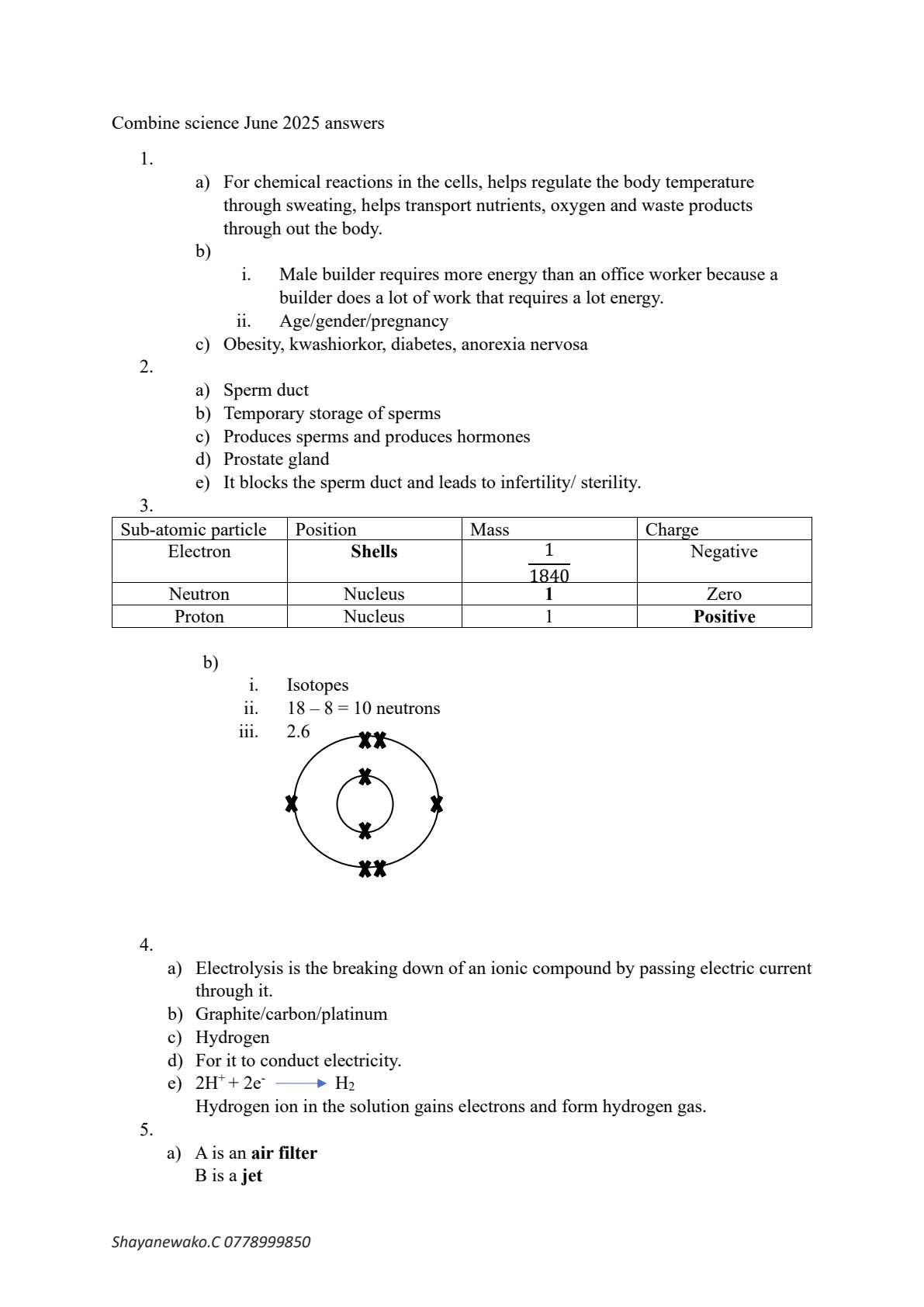 First page of ZIMSEC O-Level Combined Science June 2025 Marking Scheme