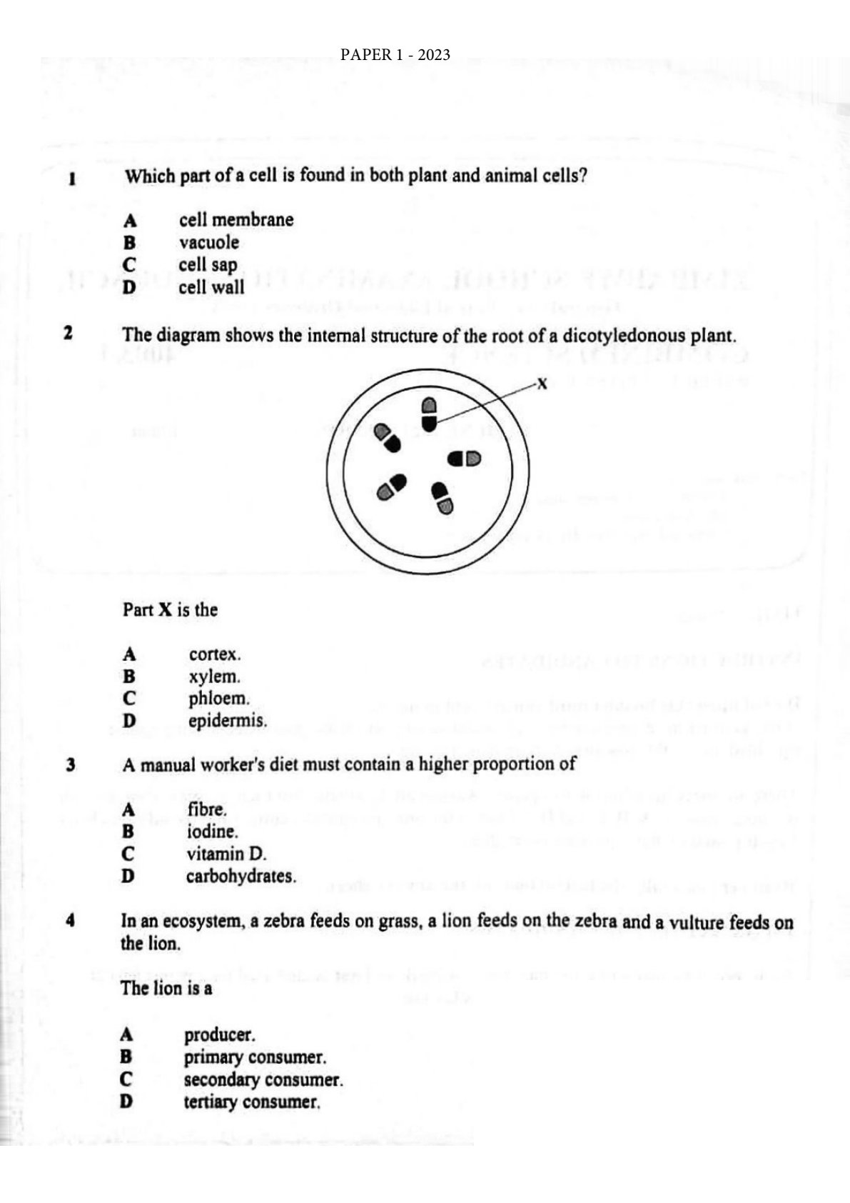 First page of ZIMSEC O-Level Combined Science Paper 1 2023 Question Paper