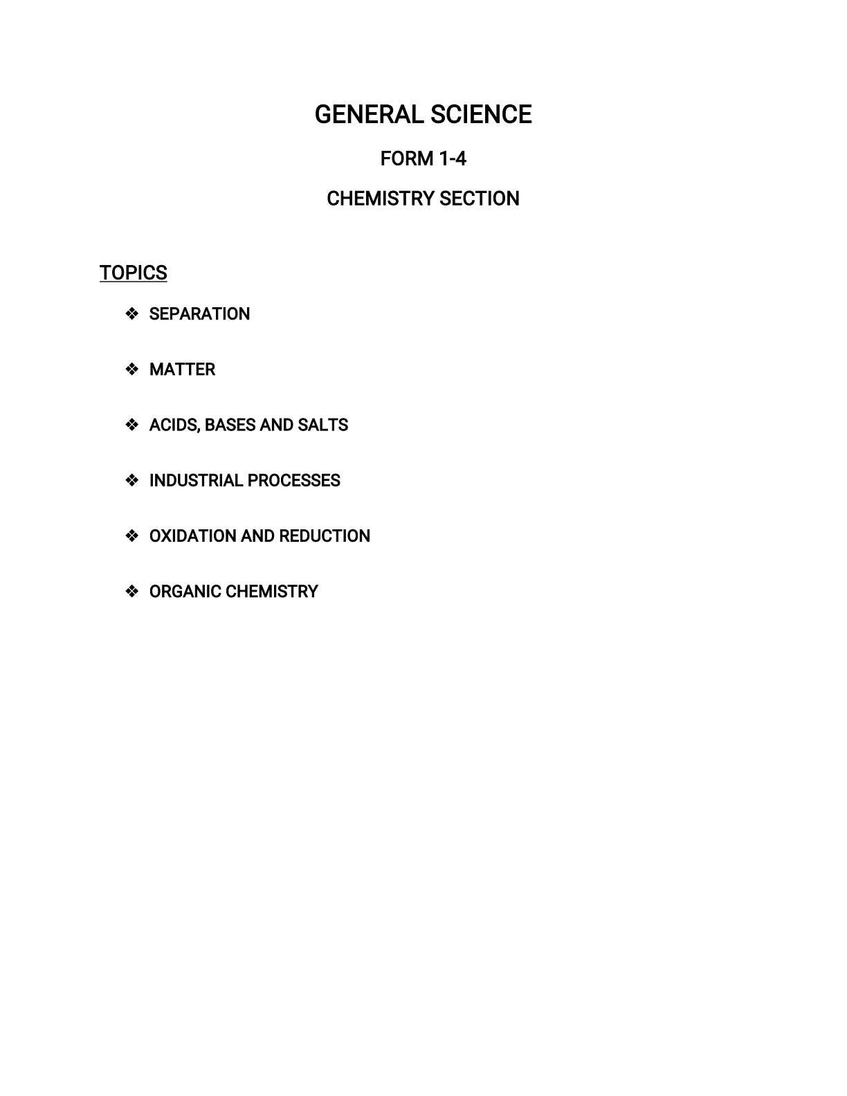 First page of ZIMSEC O-Level Combined Science Study Guide