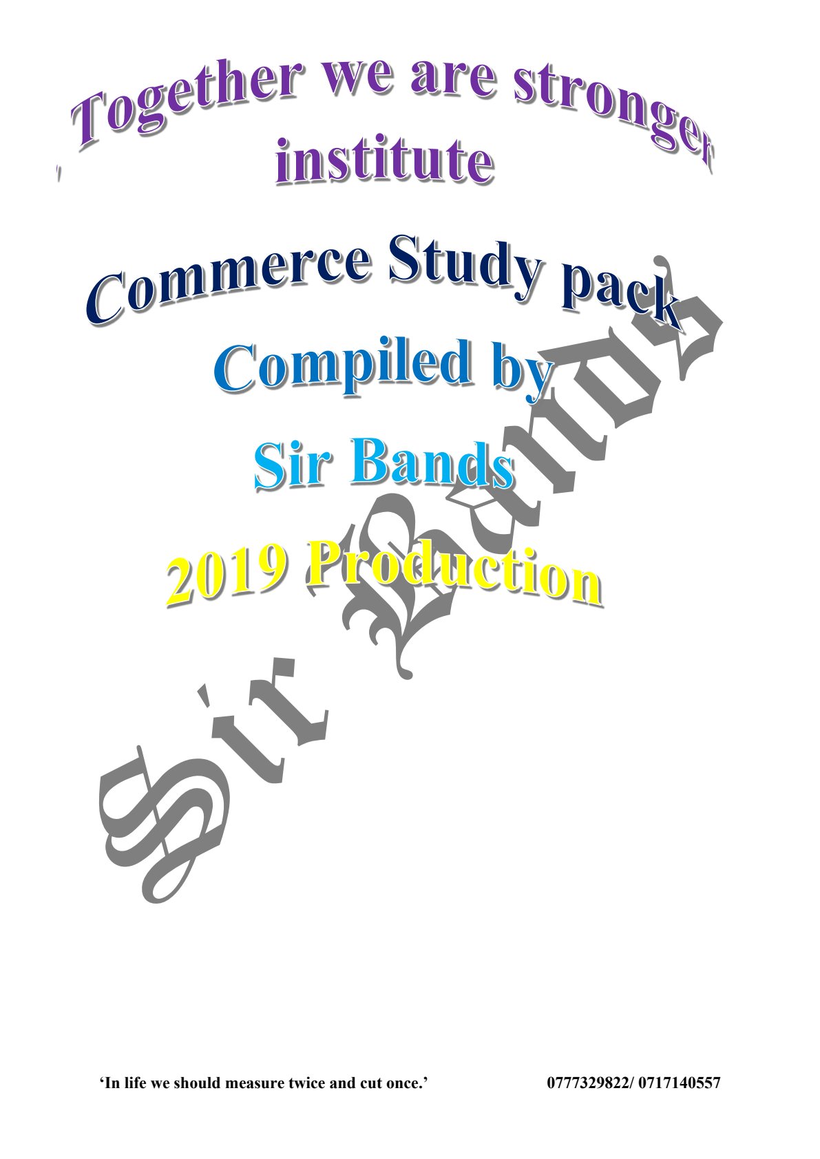 First page of ZIMSEC O-Level Commerce Study Guide