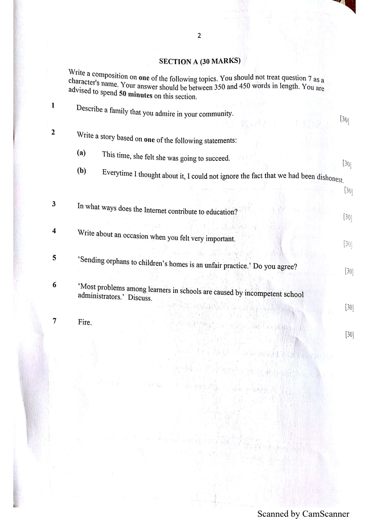 First page of ZIMSEC O-Level English Language Paper 1 November 2022 Question Paper