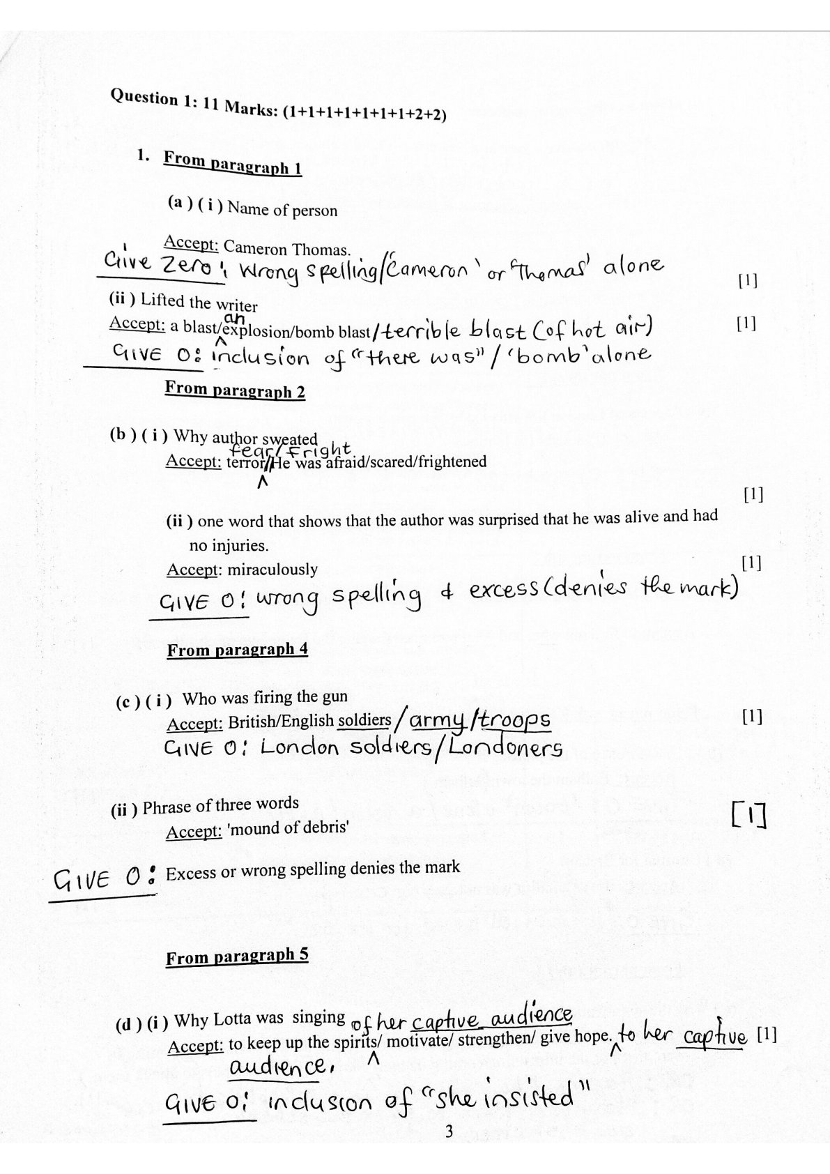 First page of ZIMSEC O-Level English Language Paper 2 June 2019 Marking Scheme