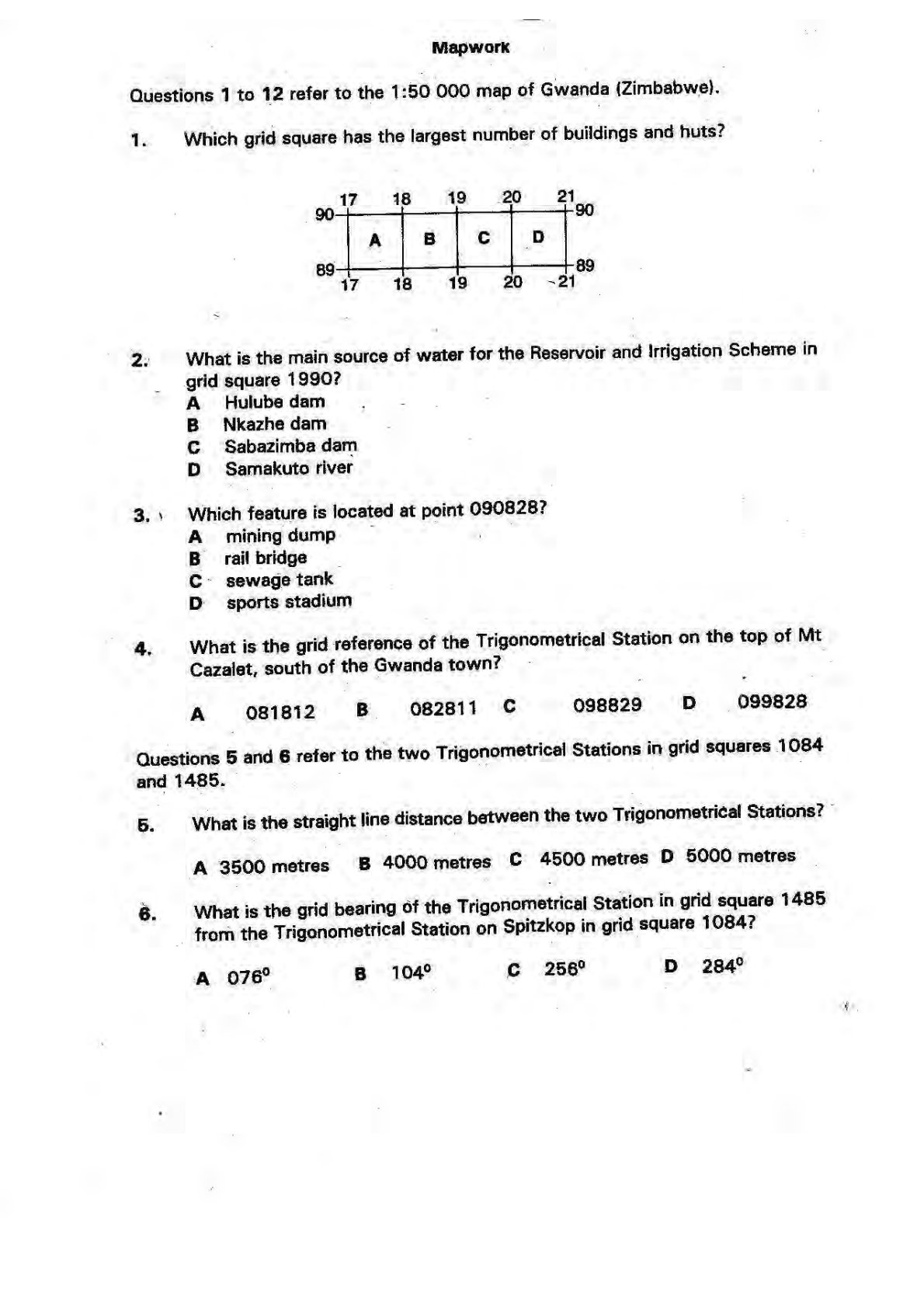 First page of ZIMSEC O-Level Geography 2000 Question Paper