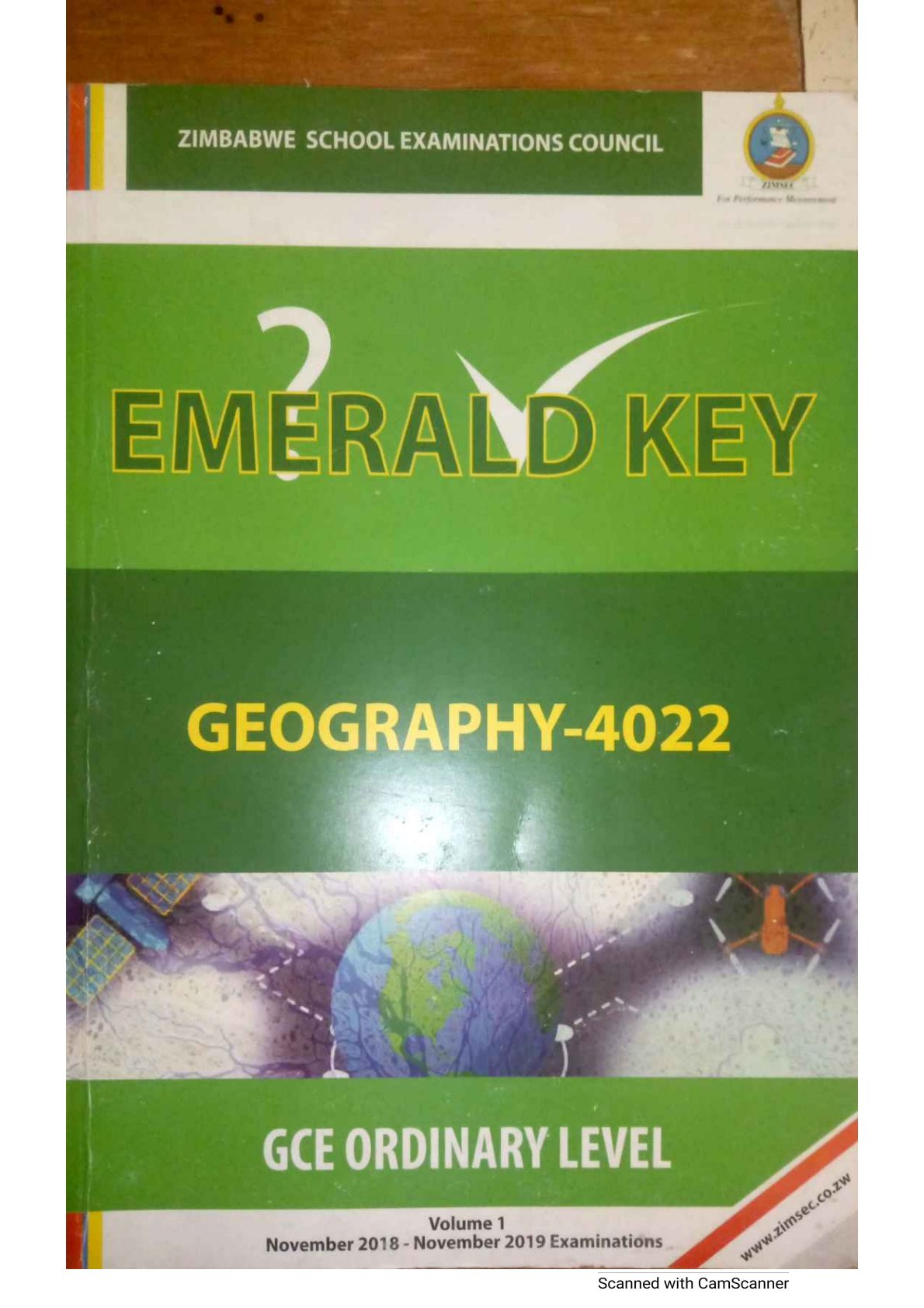 First page of ZIMSEC O-Level Geography Emerald Key 2018-2019 Study Guide