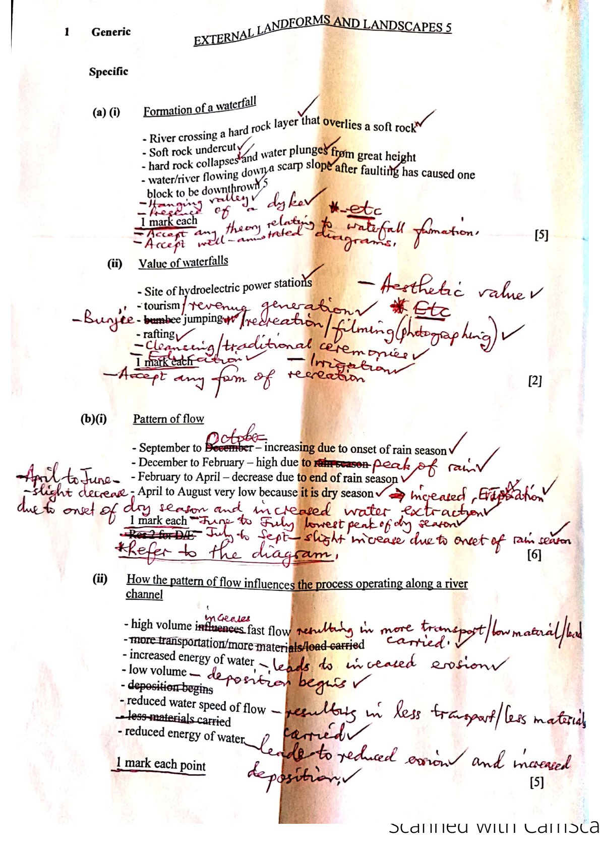 First page of ZIMSEC O-Level Geography Paper 2 November 2020 Marking Scheme