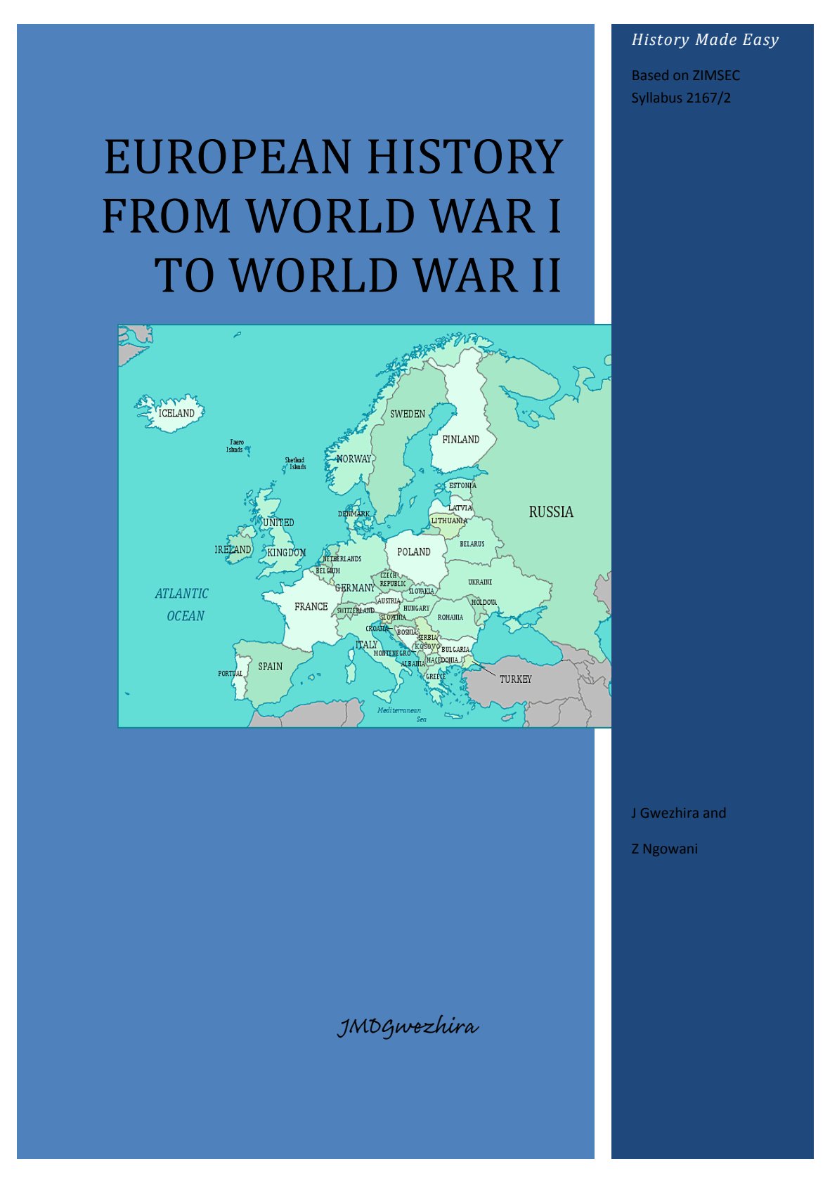 First page of ZIMSEC O-Level History Study Guide