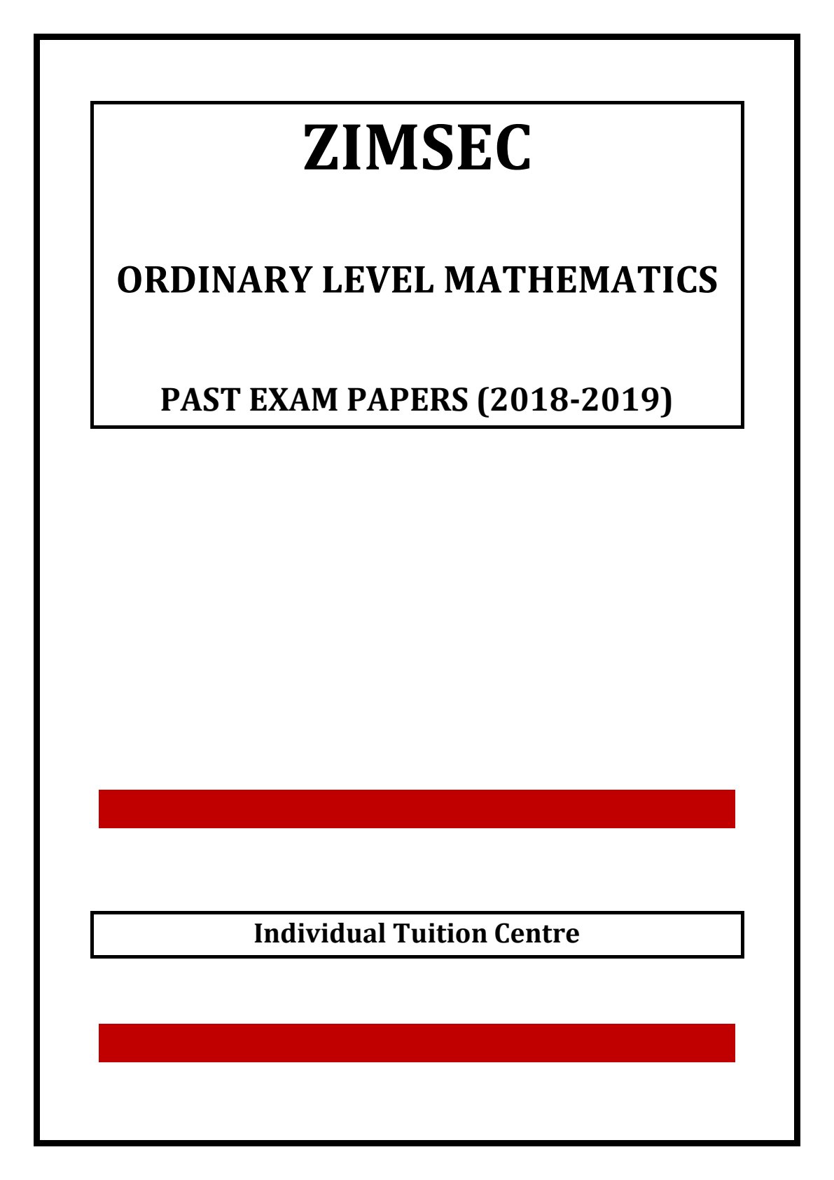First page of ZIMSEC O-Level Mathematics 2018-2019 Study Guide