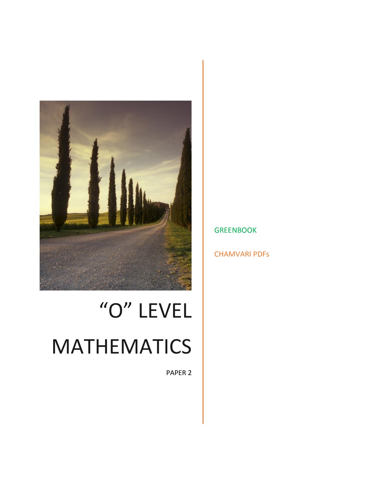 First page of ZIMSEC O-Level Mathematics Green Book Study Guide