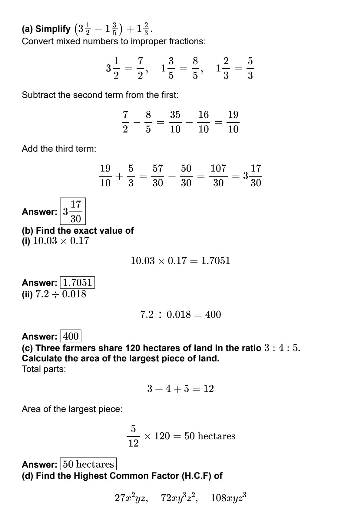 First page of ZIMSEC O-Level Mathematics Paper 2 November 2011 Marking Scheme
