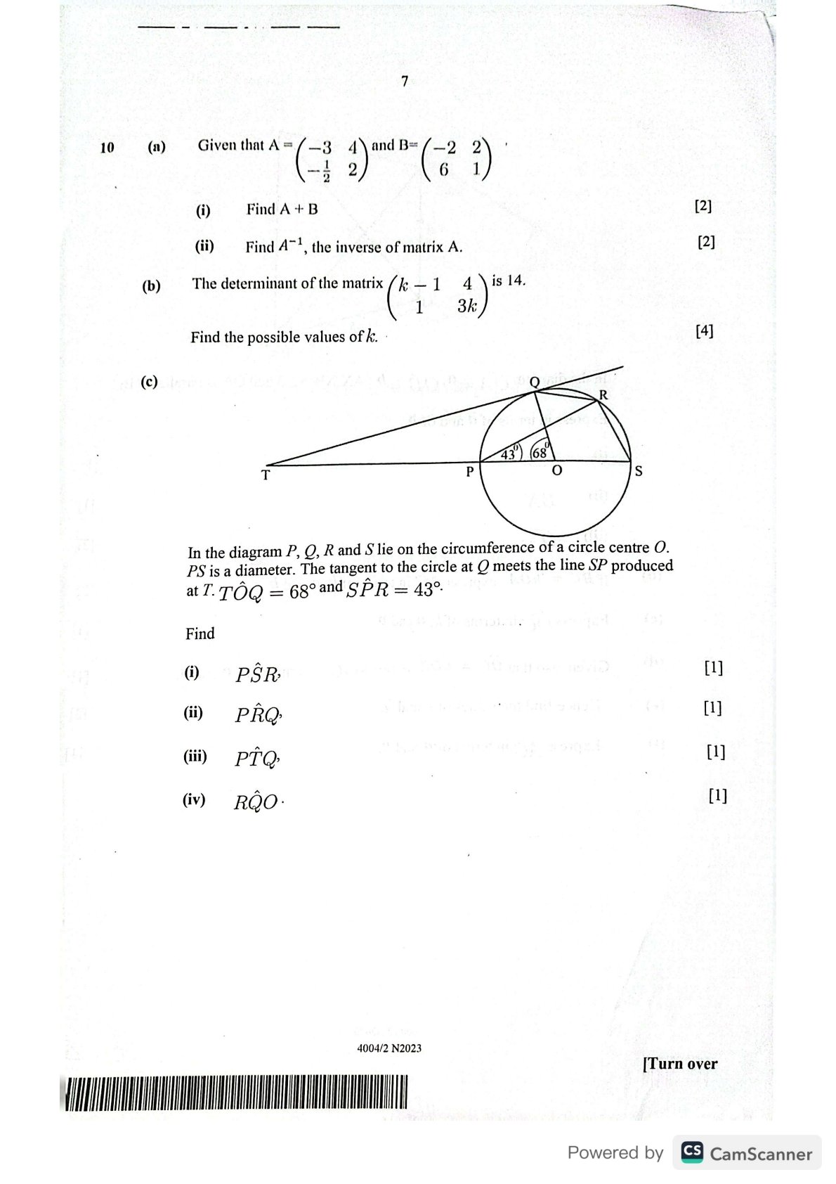 First page of ZIMSEC O-Level Mathematics Paper 2 November 2023 Question Paper
