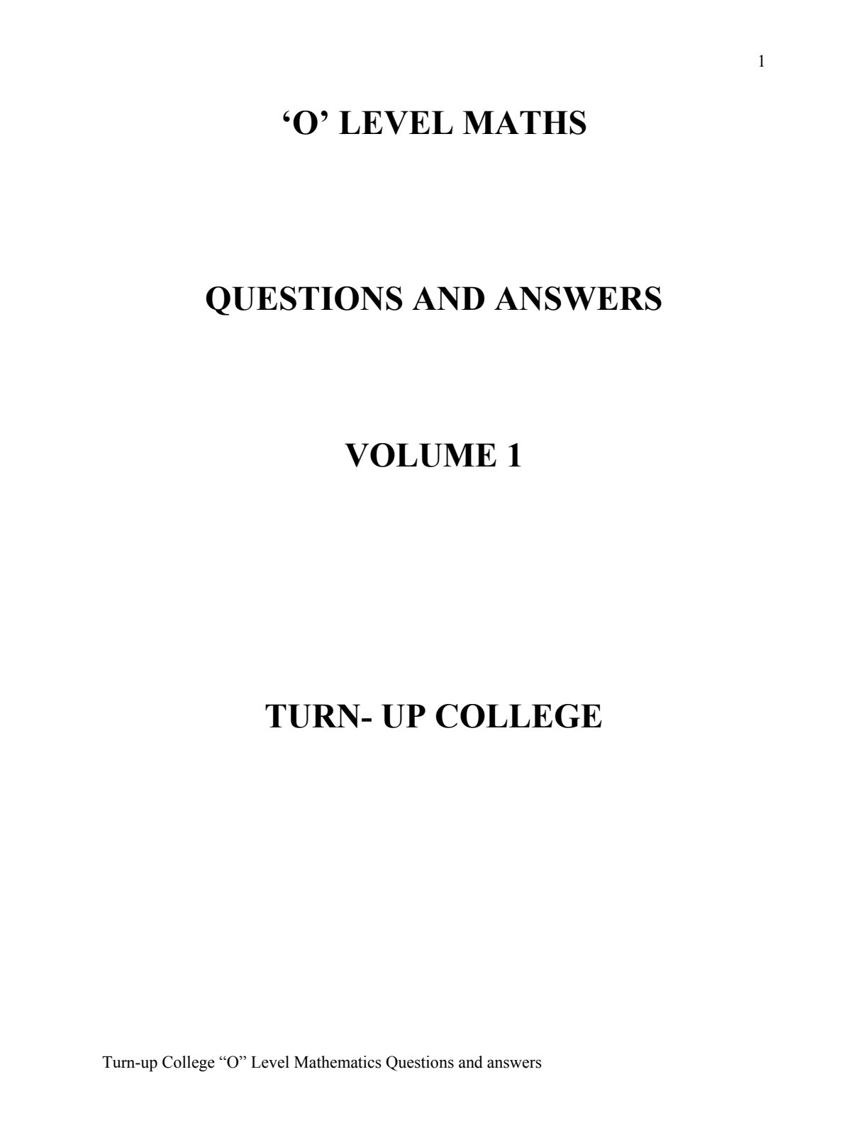 First page of ZIMSEC O-Level Mathematics Study Guide