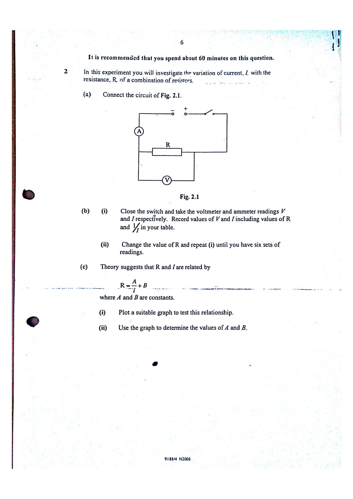 First page of ZIMSEC O-Level Physics Paper 4 November 2006 Question Paper