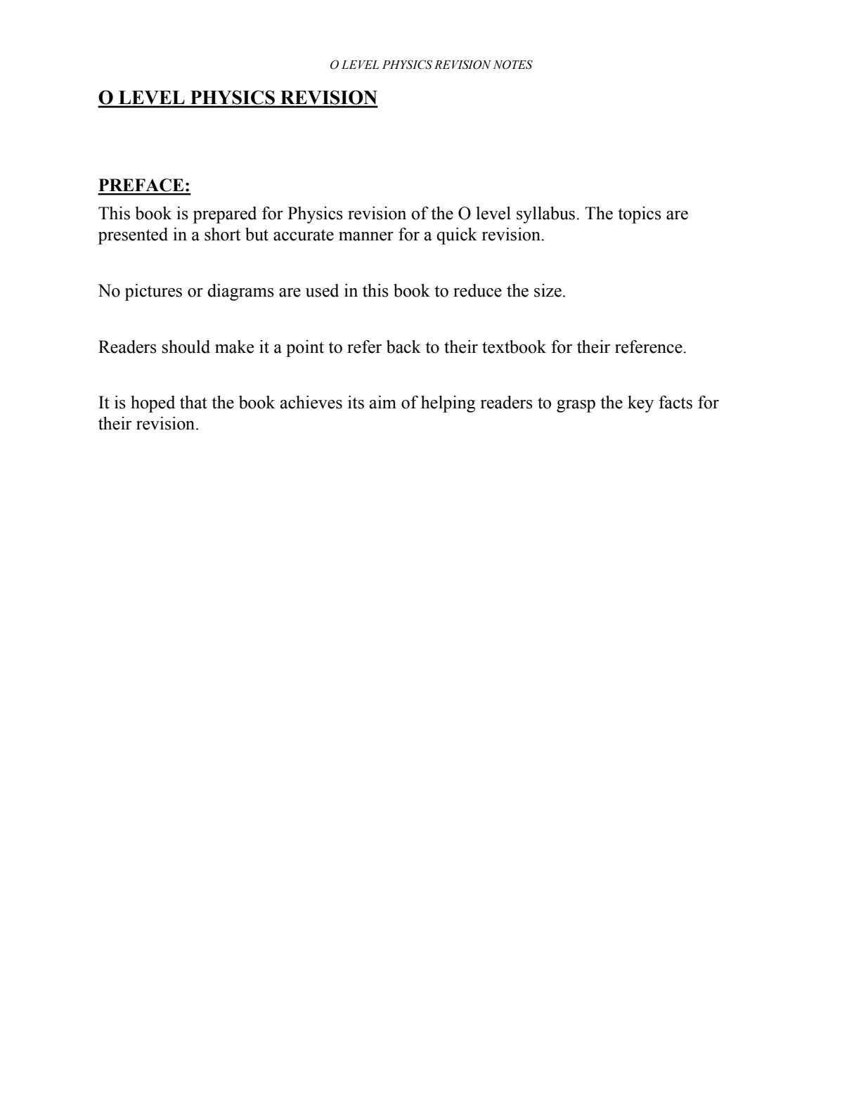 First page of ZIMSEC O-Level Physics Study Guide