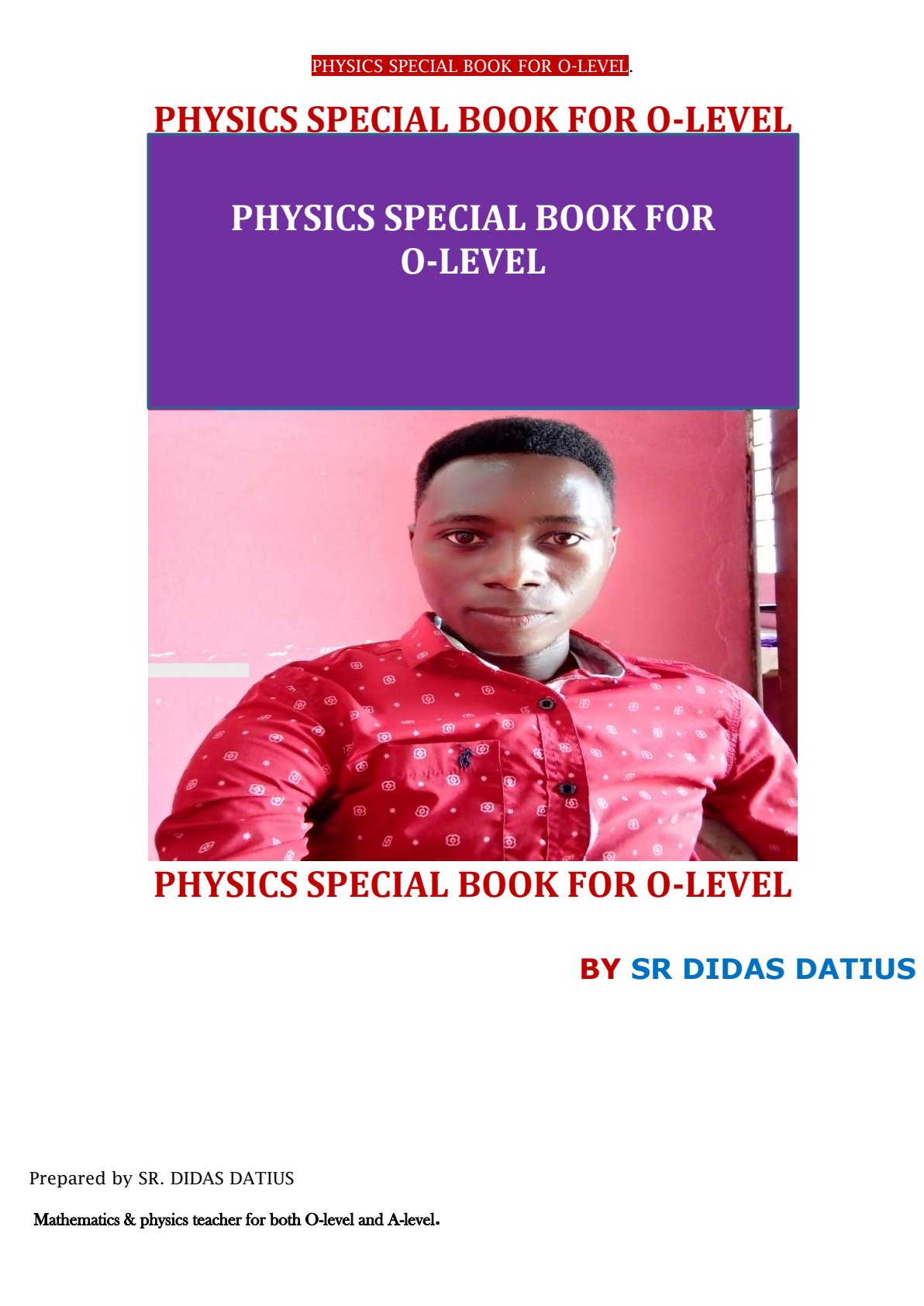 First page of ZIMSEC O-Level Physics Study Guide
