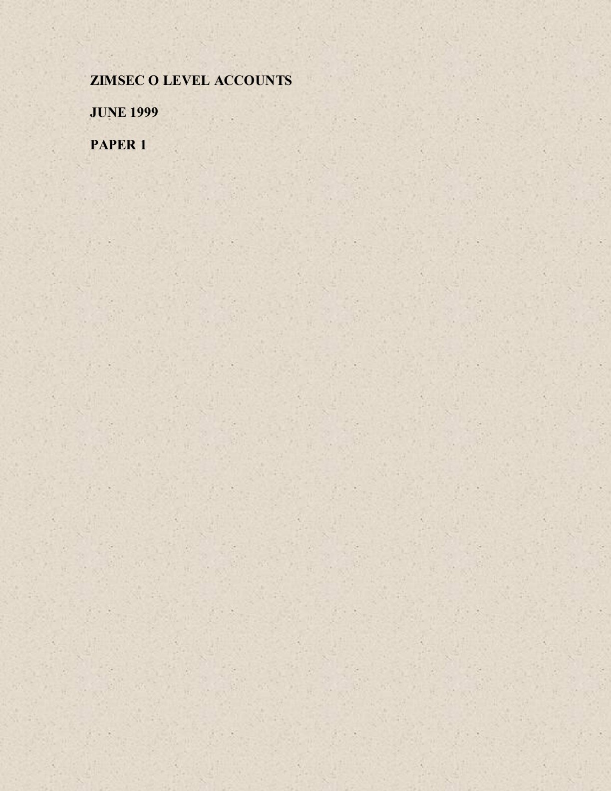 First page of ZIMSEC O-Level Principles of Accounts Paper 1 June 1999 Question Paper