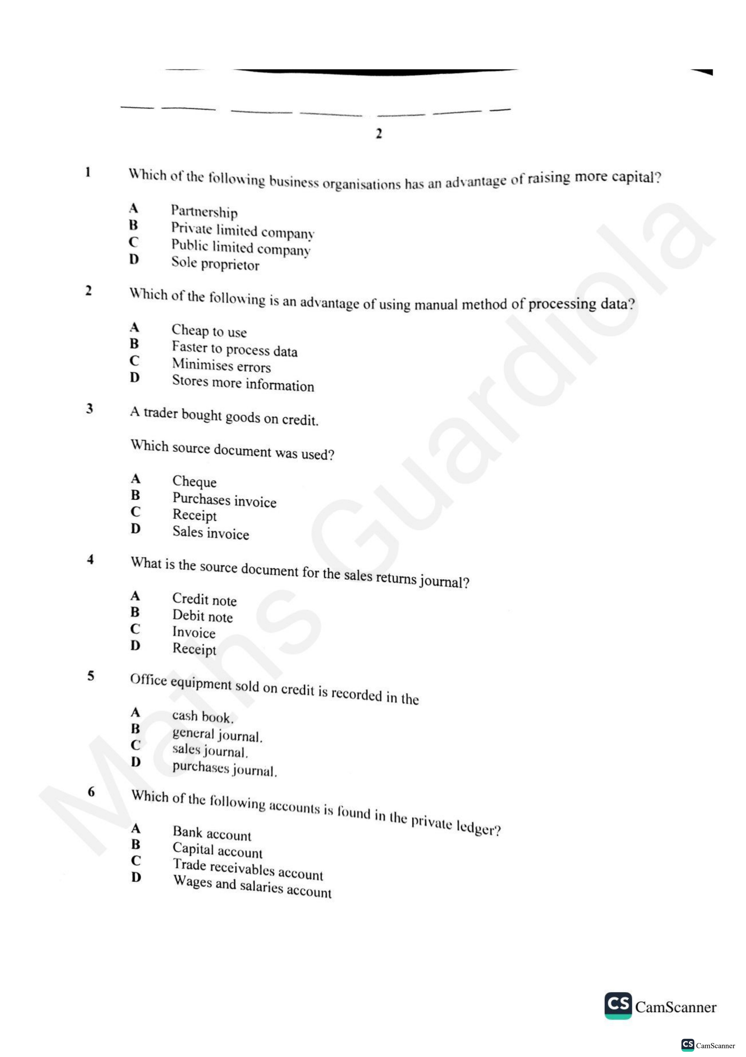 First page of ZIMSEC O-Level Principles of Accounts Paper 1 June 2025 Question Paper
