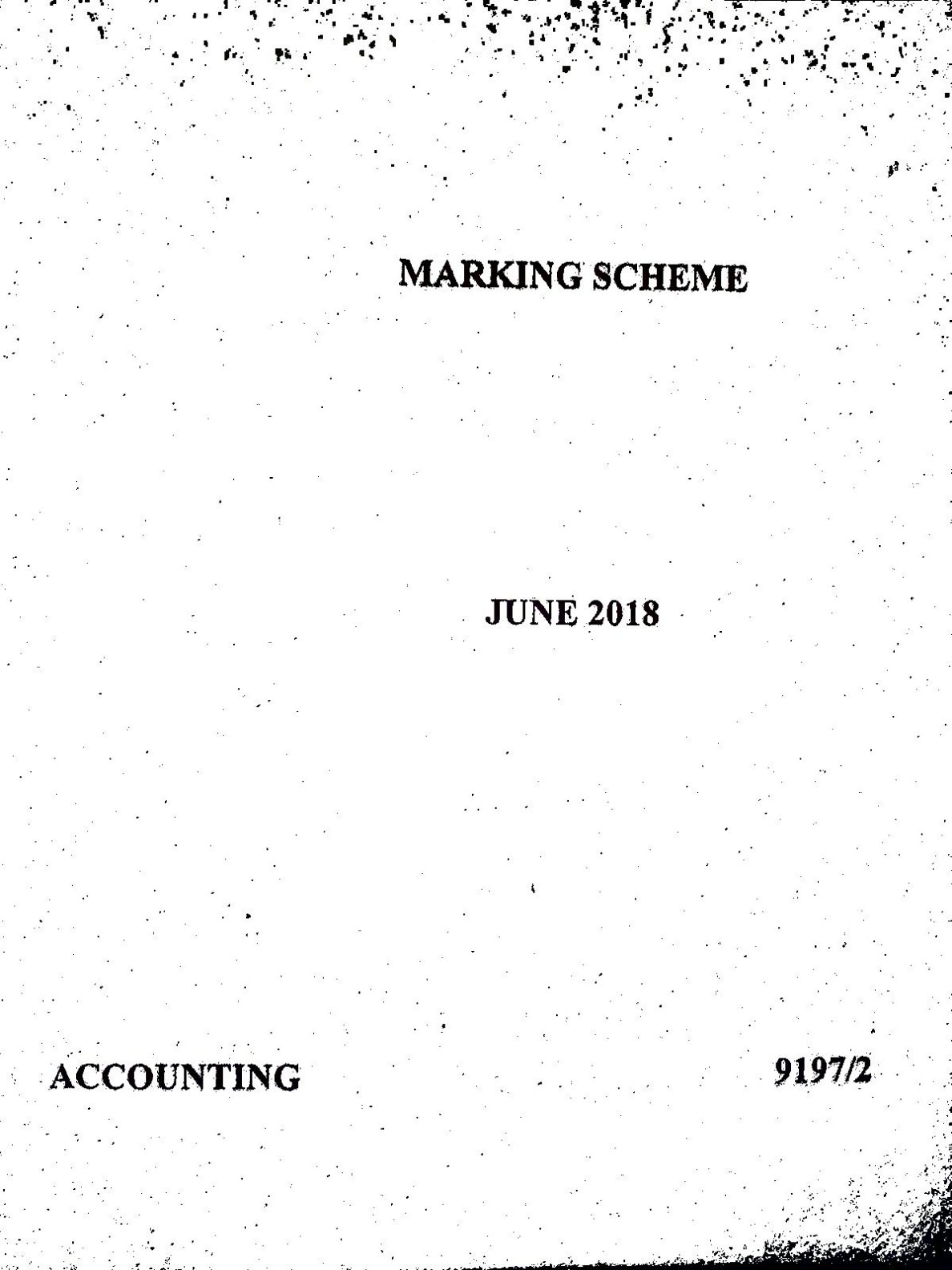 First page of ZIMSEC O-Level Principles of Accounts Paper 2 June 2018 Marking Scheme