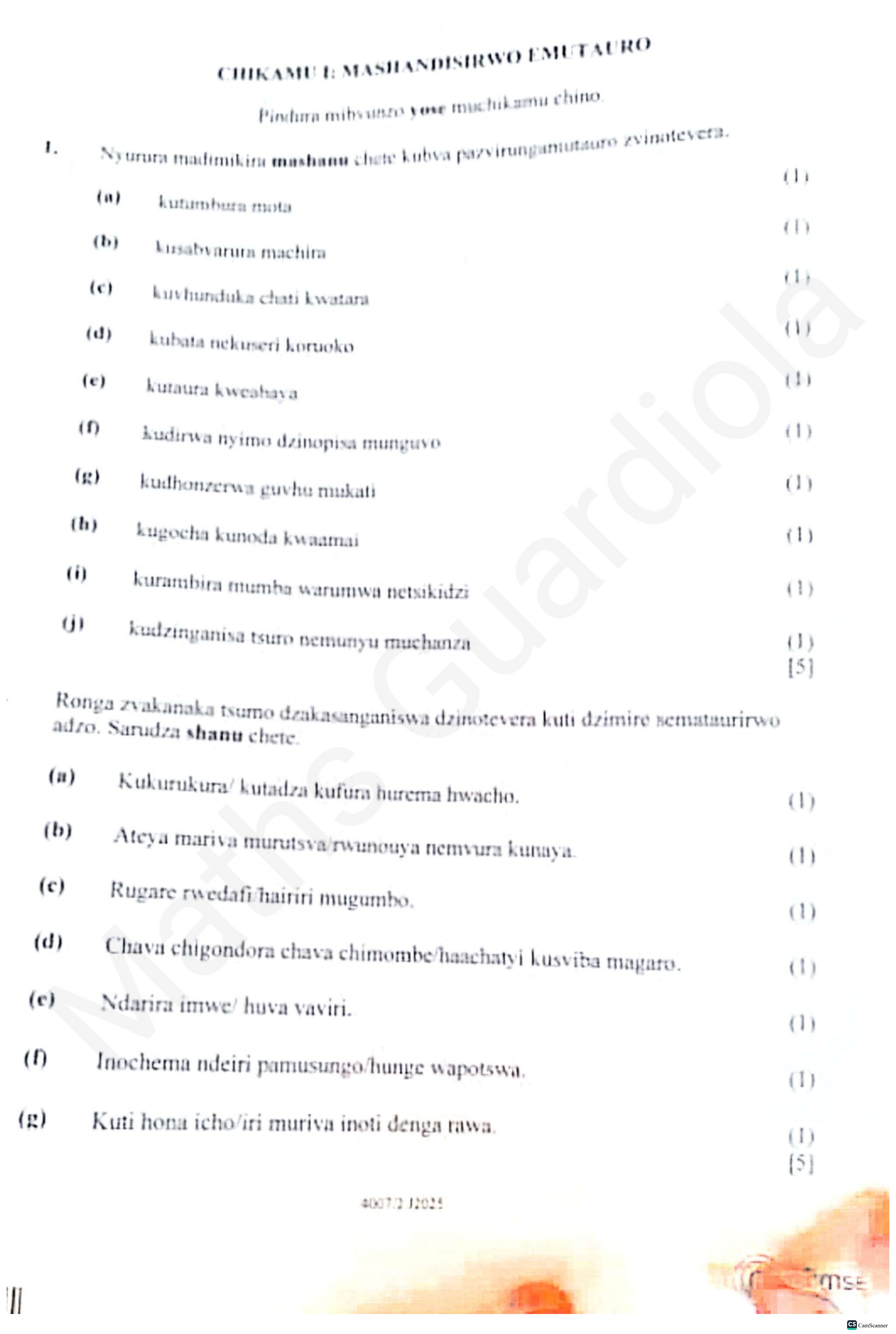First page of ZIMSEC O-Level Shona Paper 2 June 2025 Question Paper